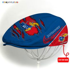Kansas Jayhawks NCAA Flat Cap, NCAA Jeff Cap, NCAA Driving Cap Q22 (Head size can be adjusted)