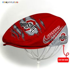 Ohio State Buckeyes NCAA Flat Cap, NCAA Jeff Cap, NCAA Driving Cap Q22 (Head size can be adjusted)