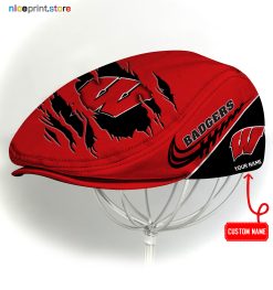 Wisconsin Badgers NCAA Flat Cap, NCAA Jeff Cap, NCAA Driving Cap Q22 (Head size can be adjusted)