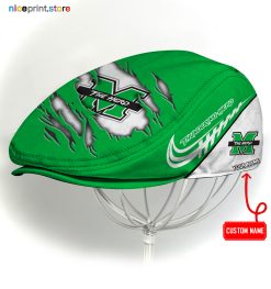 Marshall Thundering Herd NCAA2 Flat Cap, NCAA Jeff Cap, NCAA Driving Cap, Q22 (Head size can be adjusted)