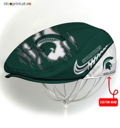 Michigan State Spartans NCAA2 Flat Cap, NCAA Jeff Cap, NCAA Driving Cap, Q22 (Head size can be adjusted)