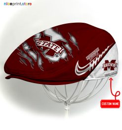 Mississippi State Bulldogs NCAA2 Flat Cap, NCAA Jeff Cap, NCAA Driving Cap, Q22 (Head size can be adjusted)