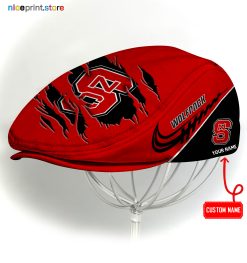 NC State Wolfpack NCAA2 Flat Cap, NCAA Jeff Cap, NCAA Driving Cap, Q22 (Head size can be adjusted)