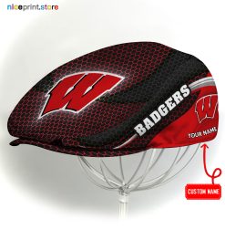 Wisconsin Badgers NCAA Flat Cap, NCAA Jeff Cap, NCAA Driving Cap M33 (Head size can be adjusted)