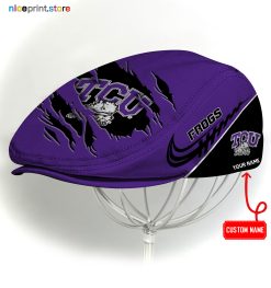 TCU Horned Frogs NCAA2 Flat Cap, NCAA Jeff Cap, NCAA Driving Cap, Q22 (Head size can be adjusted)