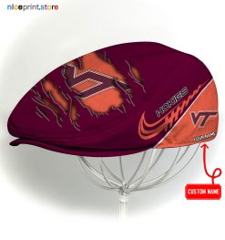 Virginia Tech Hokies NCAA2 Flat Cap, NCAA Jeff Cap, NCAA Driving Cap, Q22 (Head size can be adjusted)
