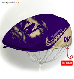 Washington Huskies NCAA2 Flat Cap, NCAA Jeff Cap, NCAA Driving Cap, Q22 (Head size can be adjusted)