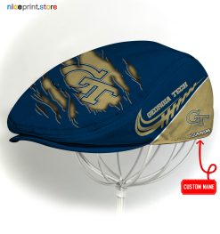 Georgia Tech Yellow Jackets NCAA3 Flat Cap, NCAA Jeff Cap, NCAA Driving Cap Q22 (Head size can be adjusted)