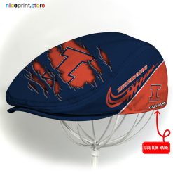 Illinois Fighting Illini NCAA3 Flat Cap, NCAA Jeff Cap, NCAA Driving Cap Q22 (Head size can be adjusted)