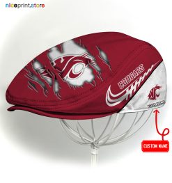 Washington State Cougars NCAA3 Flat Cap, NCAA Jeff Cap, NCAA Driving Cap Q22 (Head size can be adjusted)