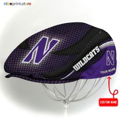 Northwestern Wildcats NCAA4 Flat Cap, NCAA Jeff Cap, NCAA Driving Cap M33 (Head size can be adjusted)