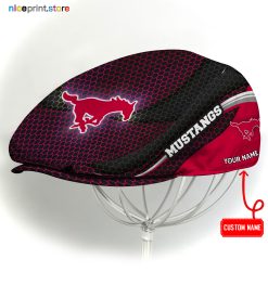 SMU Mustangs NCAA2 Flat Cap, NCAA Jeff Cap, NCAA Driving Cap M33 (Head size can be adjusted)