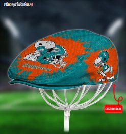 Miami Dolphins x Snoopy NFL Jeff Hats, Driving Cap, Golf Cap Q39