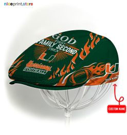 Miami Hurricanes NCAA Jeff Cap, Flat Cap, Driving Cap M47