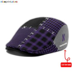 Northwestern Wildcats NCAA4 Jeff Cap, Flat Cap, Driving Cap M75