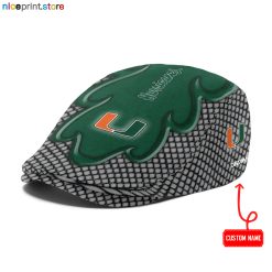 Miami Hurricanes NCAA Jeff Cap, Flat Cap, Driving Cap M73