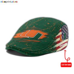 Miami Hurricanes NCAA Jeff Cap, Flat Cap, Driving Cap M74