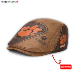 Leather-Clemson Tigers NCAA Leather Beret Caps M52
