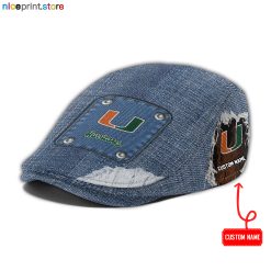 Miami Hurricanes NCAA Jeff Cap, Flat Cap, Driving Cap M82
