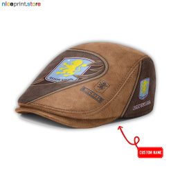 Leather-Aston Villa EPL Leather Beret Caps M52