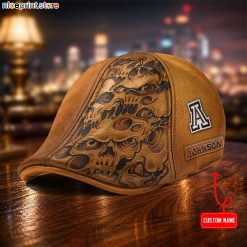Leather Cap-Arizona Wildcats NCAA3 Leather Ivy Caps-Flat Cap M06