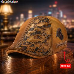 Leather Cap-COASTAL CAROLINA CHANTICLEERS NCAA3 Leather Ivy Caps-Flat Cap M06