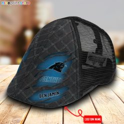 Carolina Panthers NFL Mesh Trucker Hat-Ivy Hat-Black and White Mesh Cap M01