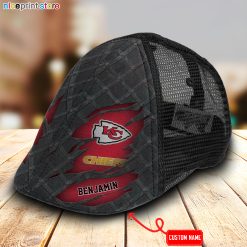 Kansas City Chiefs NFL Mesh Trucker Hat-Ivy Hat-Black and White Mesh Cap M01