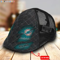 Miami Dolphins NFL Mesh Trucker Hat-Ivy Hat-Black and White Mesh Cap M01