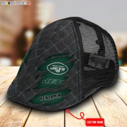 New York Jets NFL Mesh Trucker Hat-Ivy Hat-Black and White Mesh Cap M01