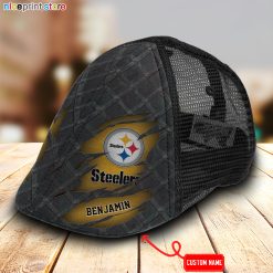 Pittsburgh Steelers NFL Mesh Trucker Hat-Ivy Hat-Black and White Mesh Cap M01