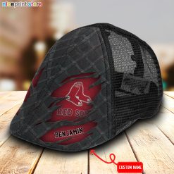 Boston Red Sox MLB Mesh Trucker Hat-Ivy Hat-Black and White Mesh Cap M01