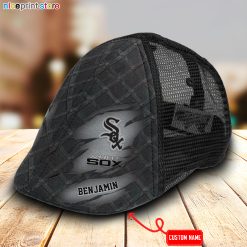 Chicago White Sox MLB Mesh Trucker Hat-Ivy Hat-Black and White Mesh Cap M01