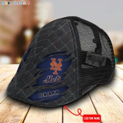 New York Mets MLB Mesh Trucker Hat-Ivy Hat-Black and White Mesh Cap M01
