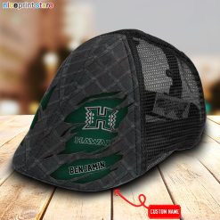 Hawaii Rainbow Warriors NCAA2 Mesh Trucker Hat-Ivy Hat-Black and White Mesh Cap M01