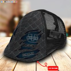 Utah State Aggies NCAA3 Mesh Trucker Hat-Ivy Hat-Black and White Mesh Cap M01