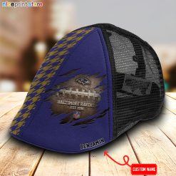 Baltimore Ravens NFL Mesh Trucker Hat-Ivy Hat-Black and White Mesh Cap M02