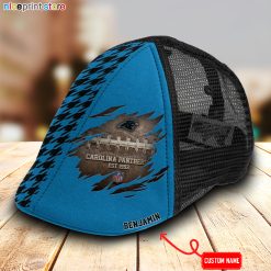 Carolina Panthers NFL Mesh Trucker Hat-Ivy Hat-Black and White Mesh Cap M02