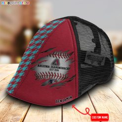 Arizona Diamondbacks MLB Mesh Trucker Hat-Ivy Hat-Black and White Mesh Cap M02