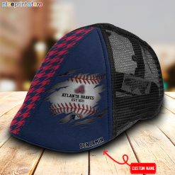 Atlanta Braves MLB Mesh Trucker Hat-Ivy Hat-Black and White Mesh Cap M02