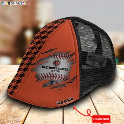 Baltimore Orioles MLB Mesh Trucker Hat-Ivy Hat-Black and White Mesh Cap M02