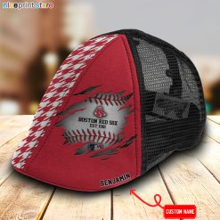 Boston Red Sox MLB Mesh Trucker Hat-Ivy Hat-Black and White Mesh Cap M02