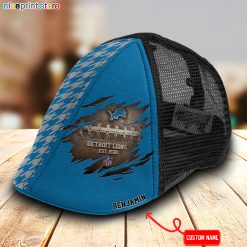 Detroit Lions NFL Mesh Trucker Hat-Ivy Hat-Black and White Mesh Cap M02