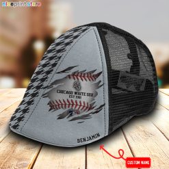 Chicago White Sox MLB Mesh Trucker Hat-Ivy Hat-Black and White Mesh Cap M02
