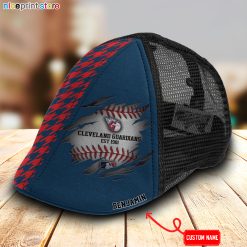 Cleveland Indians MLB Mesh Trucker Hat-Ivy Hat-Black and White Mesh Cap M02
