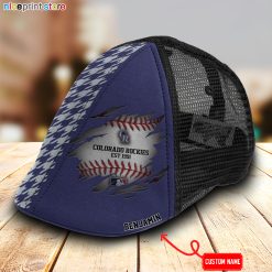 Colorado Rockies MLB Mesh Trucker Hat-Ivy Hat-Black and White Mesh Cap M02