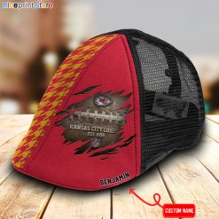 Kansas City Chiefs NFL Mesh Trucker Hat-Ivy Hat-Black and White Mesh Cap M02