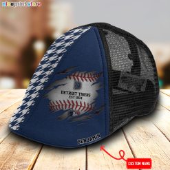 Detroit Tigers MLB Mesh Trucker Hat-Ivy Hat-Black and White Mesh Cap M02