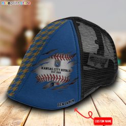 Kansas City Royals MLB Mesh Trucker Hat-Ivy Hat-Black and White Mesh Cap M02