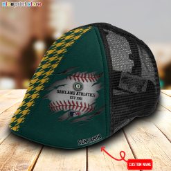 Oakland Athletics MLB Mesh Trucker Hat-Ivy Hat-Black and White Mesh Cap M02